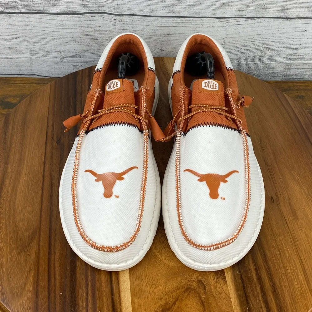 Hey Dude Wally Tri Texas Longhorns Burnt Orange White Loafers Men’s Shoe Size 11